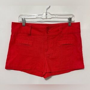 Ci Sono Linen Blend Shorts Coral Red Size Medium